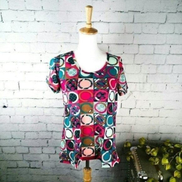 Lularoe Geometric Circle Print Classic Tee Pink Size Small - Picture 1 of 6